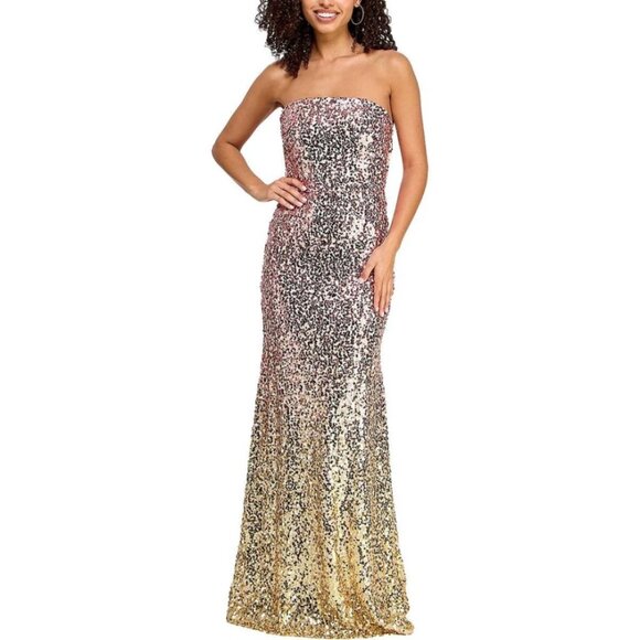 Violet Weekend Womens Sequin Open Back Evening Dress Gown Juniors BHFO 3674 - Picture 1 of 2